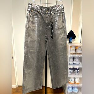 Purple Jeans Black Silver Metallic Jeans Size 34 New​